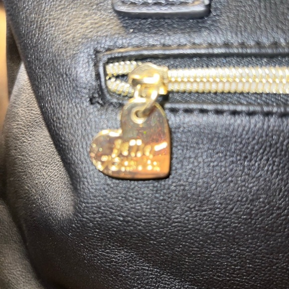 Betsey Johnson Large Black Satchel with Bow and Gold Studs - Picture 6 of 11